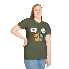 "I love U a Latte" Cute Coffee Pun Tee Couple T-Shirt