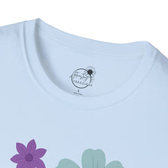 Floral Line Art Tee — Colorful Blossoms Graphic T-Shirt