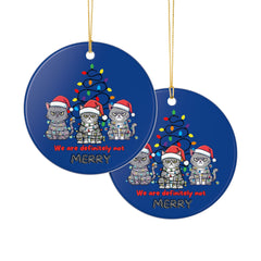 "We Are Definitely Not Merry" Grumpy Cats Christmas Decoration Ceramic Ornament —
