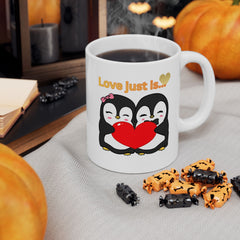 Love Just Is! Penguin Couple Coffee Ceramic Mug  (11oz & 15oz)