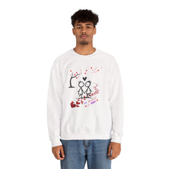 Couple Stick Figure Sweatshirt – Cute Heart Walk Valentine Crewneck