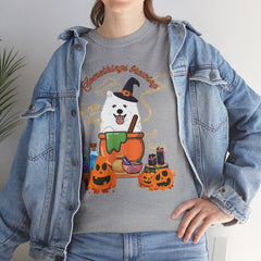 Halloween Witchy Samoyed — Cute Spooky Pumpkin Cauldron Tee