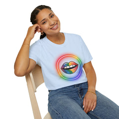 Rainbow Lips T-Shirt — Pride LGBT Neon Circle Graphic Tee