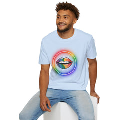 Rainbow Lips T-Shirt — Pride LGBT Neon Circle Graphic Tee