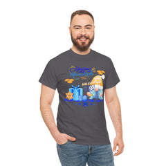 "Happy Hanukkah" Knome with Menorah & Dreidel Holiday Tee