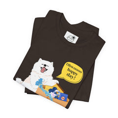 "Ohwoooo happy day!"  Happy Dog with treat delivery T‑Shirt — Pet Gift