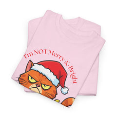 Grumpy Cat tangled in Christmas Lights T-Shirt – "I'm NOT Merry A Right!" Holiday Tee