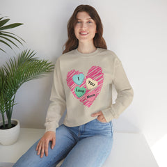 Heart Scribble with 'I Love You More' Candy HeartsCrewneck Sweatshirt