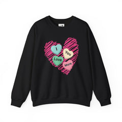Heart Scribble with 'I Love You More' Candy HeartsCrewneck Sweatshirt