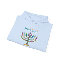 Hanukkah Menorah Hoodie — Festive Glitter Menorah Sweatshirt