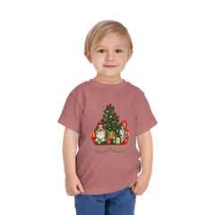 Toddler Tee — Cute Christmas Family Pets Under Festive Tree Holiday Shirt