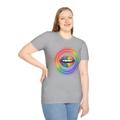 Rainbow Lips T-Shirt — Pride LGBT Neon Circle Graphic Tee