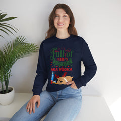 Holiday Spirit Crewneck Sweatshirt — "Full of Holiday Spirit AKA Vodka" Reindeer Design