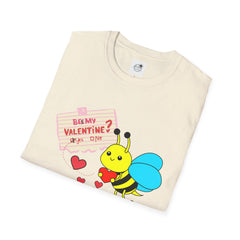 Valentine Bee T-Shirt — "Be My Valentine?" Cute Bee Hearts Tee