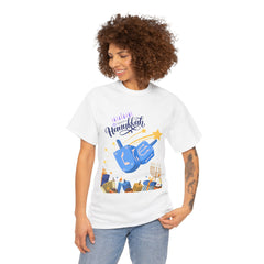 Hanukkah Blue Dreidel & Menorah Holiday Tee 2 design options