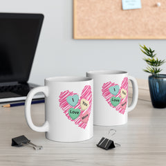 I Love You More Candy Hearts Heart Sketch Coffee Mug