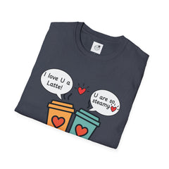 "I love U a Latte" Cute Coffee Pun Tee Couple T-Shirt