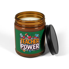 Teacher Power Scented Soy Candle — Amber Jar Gift for Educators