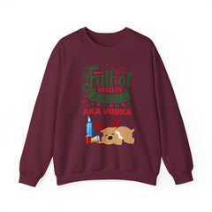 Holiday Spirit Crewneck Sweatshirt — "Full of Holiday Spirit AKA Vodka" Reindeer Design