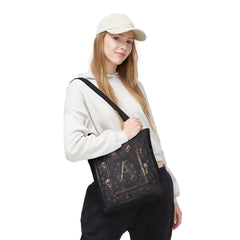 Gothic Monogram 'A' Tote Bag - Skull & Rose All-Over Print