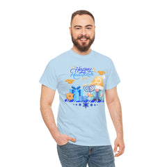 "Happy Hanukkah" Knome with Menorah & Dreidel Holiday Tee