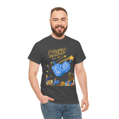 Hanukkah Blue Dreidel & Menorah Holiday Tee 2 design options