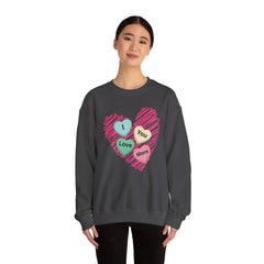 Heart Scribble with 'I Love You More' Candy HeartsCrewneck Sweatshirt