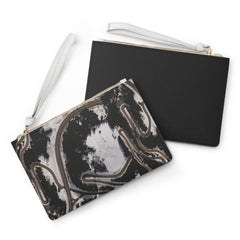 Abstract Black Marble Clutch Bag – Modern Swirl Wristlet Purse