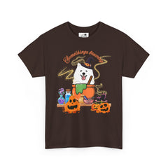 Halloween Witchy Samoyed — Cute Spooky Pumpkin Cauldron Tee