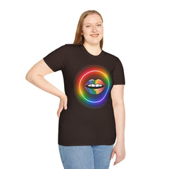 Rainbow Lips T-Shirt — Pride LGBT Neon Circle Graphic Tee