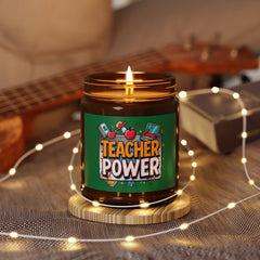 Teacher Power Scented Soy Candle — Amber Jar Gift for Educators