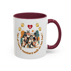 Cat Lover Mug – "Not all family members walk on two feet" Colorful 11oz/15oz Ceramic Mug