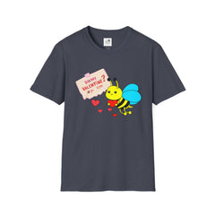 Valentine Bee T-Shirt — "Be My Valentine?" Cute Bee Hearts Tee