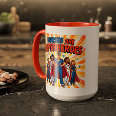 Nurses Are Superheroes Coffee Mug M/F — Colorful 11oz/15oz Gift
