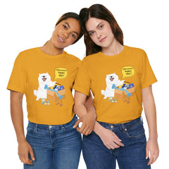"Ohwoooo happy day!"  Happy Dog with treat delivery T‑Shirt — Pet Gift