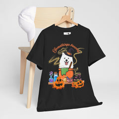 Halloween Witchy Samoyed — Cute Spooky Pumpkin Cauldron Tee