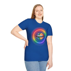 Rainbow Lips T-Shirt — Pride LGBT Neon Circle Graphic Tee