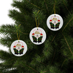 Christmas Cat Ceramic Ornament, 2-Side Print, (1pc, 3pcs, 5pcs, 10pcs)