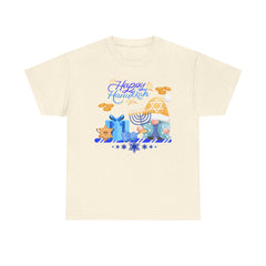 "Happy Hanukkah" Knome with Menorah & Dreidel Holiday Tee