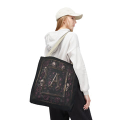 Gothic Monogram 'A' Tote Bag - Skull & Rose All-Over Print