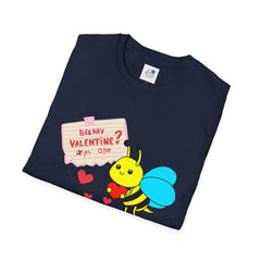 Valentine Bee T-Shirt — "Be My Valentine?" Cute Bee Hearts Tee