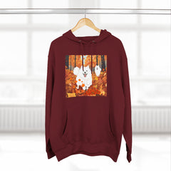 Autumn Samoyed Hoodie – Cute White Dog in Fall Leaves Fleece Pullover