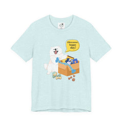 "Ohwoooo happy day!"  Happy Dog with treat delivery T‑Shirt — Pet Gift