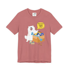 "Ohwoooo happy day!"  Happy Dog with treat delivery T‑Shirt — Pet Gift