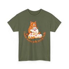 "I Want Some Jelly In My Belly"T-Shirt — Cute Cat Donut Design