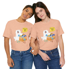 "Ohwoooo happy day!"  Happy Dog with treat delivery T‑Shirt — Pet Gift