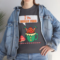 I'm Really Fine Tee — Cute Elf in a coffee cup Graphic T-Shirt