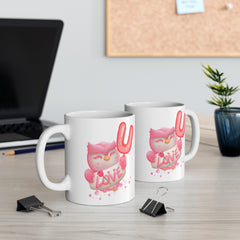 Owl Love U Mug — 11oz Cute Pink Valentine Coffee Cup