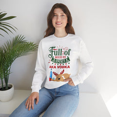 Holiday Spirit Crewneck Sweatshirt — "Full of Holiday Spirit AKA Vodka" Reindeer Design