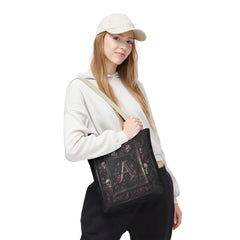 Gothic Monogram 'A' Tote Bag - Skull & Rose All-Over Print